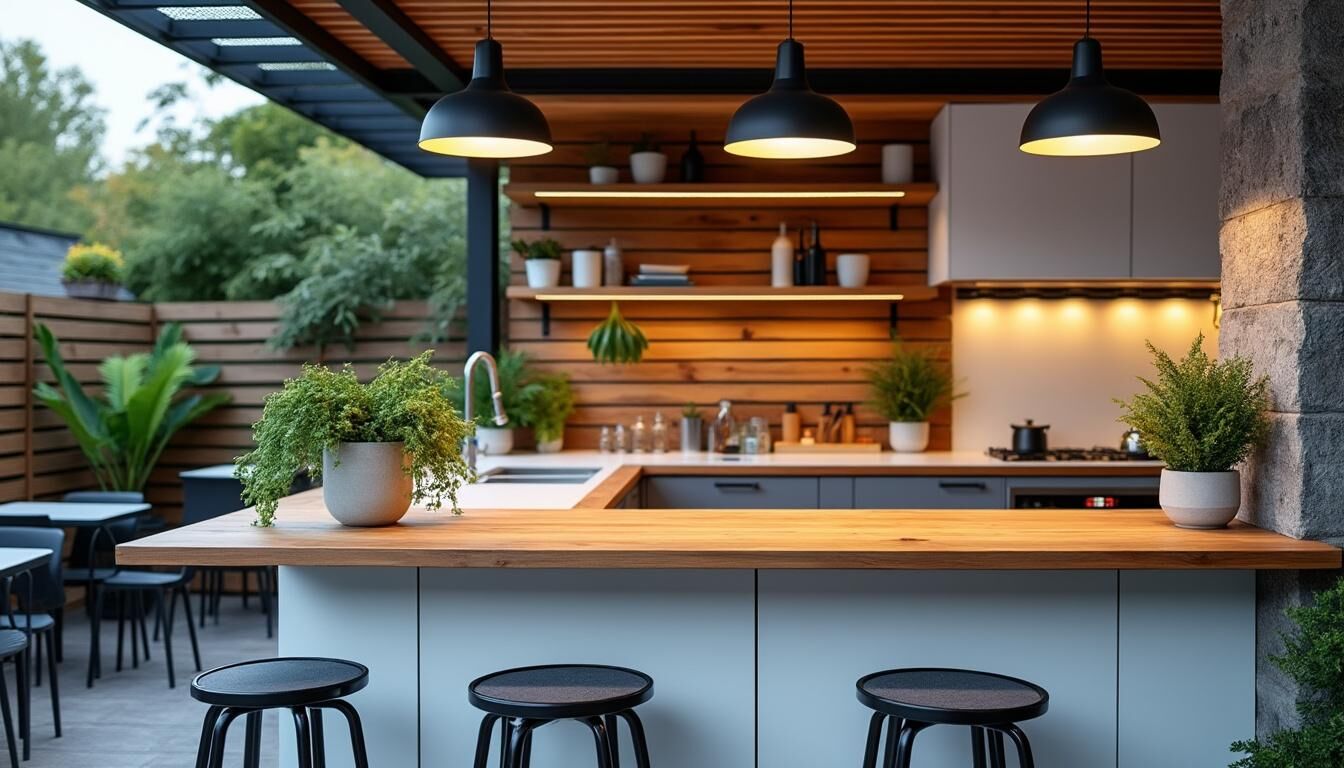 Découvrez 6 idées inspirantes pour aménager une cuisine d'été conviviale avec un bar accueillant. Transformez votre espace extérieur en un véritable lieu de détente et de partage, parfait pour vos repas en famille ou entre amis. Exprimez votre créativité avec des astuces déco et des conseils pratiques !